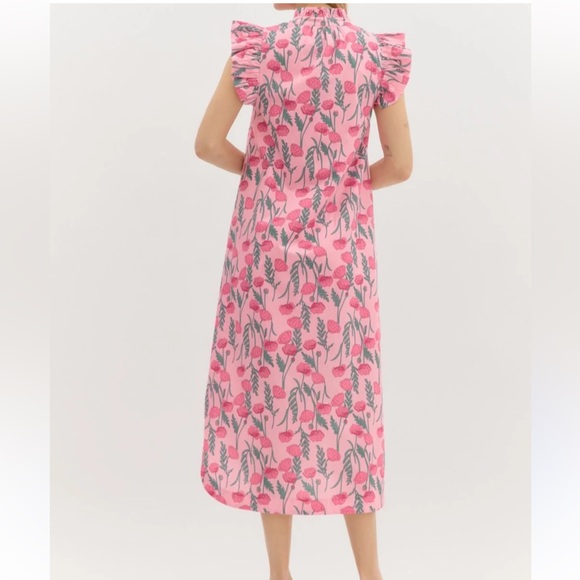 Entro Pink Floral Ruffle Midi Dress - Picture 5 of 11